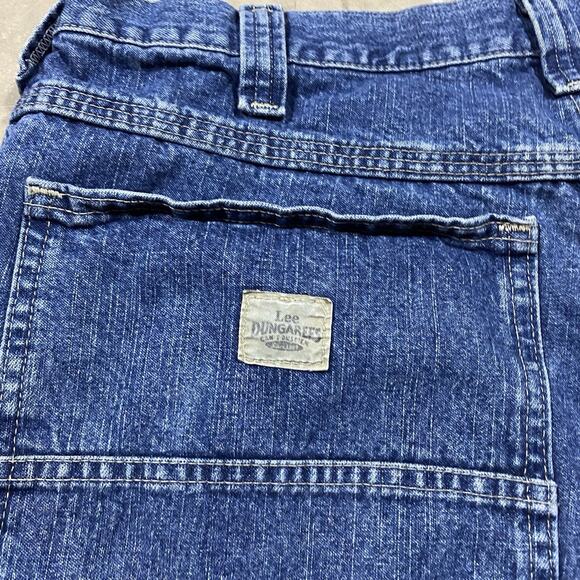 Lee Dungarees Carpenter Denim Shorts Blue 34x11 Made in Mexico Y2K Workwear - Picture 2 of 8